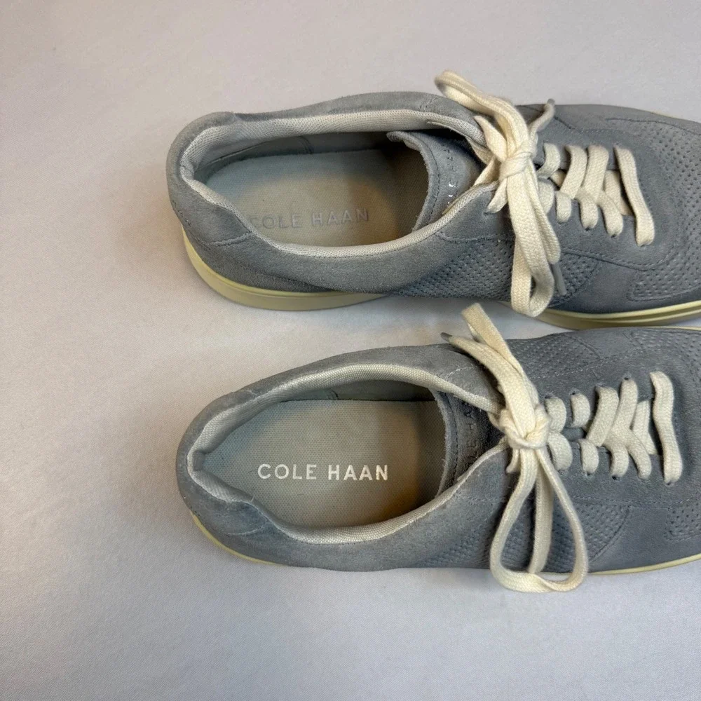 Cole Haan Grand Pro Rally Court Men's 10M Gray Suede Casual Sneakers Shoes EUC